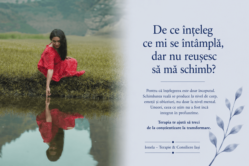 Persoană într-un moment de reflecție și reconectare cu sine, ilustrând procesul schimbării interioare și al reglării sistemului nervos.