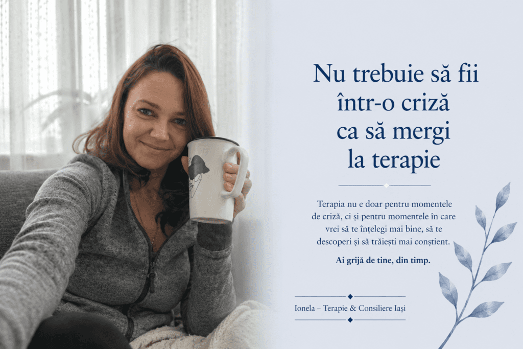 Ionela Udrea terapeut și consilier în Iași discutând despre momentul potrivit pentru a începe terapia.