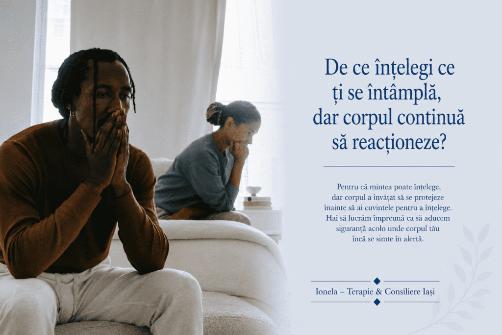 Cuplu aflat într-un moment de tensiune emoțională, ilustrând modul în care sistemul nervos și reacțiile automate influențează relațiile.
